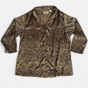 Early 2000s inspired notorious leopard print button-up blouse